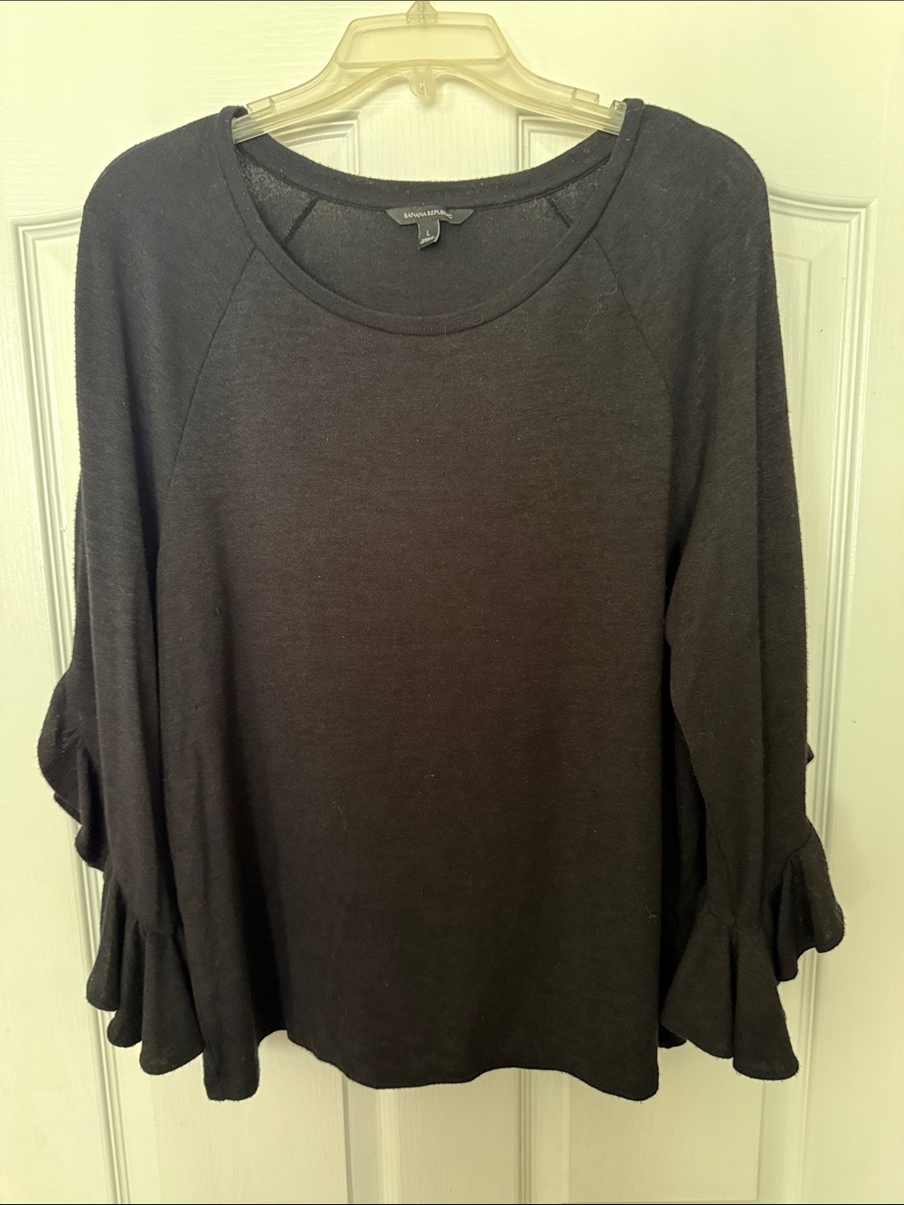 Banana Republic Black Ruffle Sleeve Pullover Top